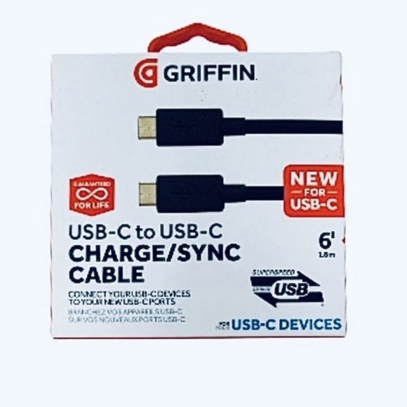 USB-C to USB-C Charge & Sync Cable Griffin - Picture 1 of 6